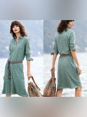 PERUVIAN CONNECTION NWT XL VERDIGRIS LAGOS SHIRTDRESS (green) Pima Cotton